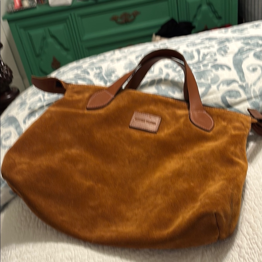 Parker Thatch  Brown Suede Charlie Tote With Sturdy Leather Handles